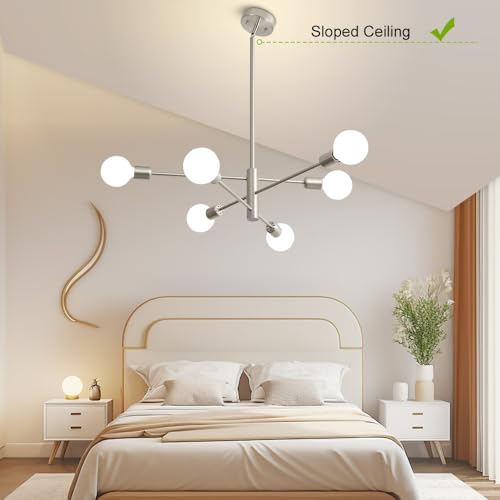 Chandeliers for Dining Room Brushed Nickel 6Light Modern Kitchen Chandelier by Deyidn - Used condition - Image 5