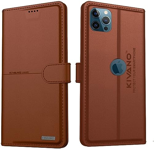 Image of KIVANO Compatible with Apple iPhone 12 Pro Max Flip Cover | Leather Finish | Inside Pockets & Inbuilt Stand | Shockproof Wallet Style Magnetic Closure Back Cover Case