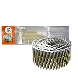 Zeluga 13-529 1-3/4in. x 0.099in. 15 Degree Wire Collated Chisel Point, Flat Coil, Bright and Full Round Head Screw Shank Nail, 9,000/Box (Coils Count 30)