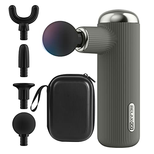 Relaxigo Pocket Sized Massage Gun, Travel Massage Gun, Mini Massage Gun, Portable Percussion Muscle Massager, Small & Quiet With Carry Case, Portable, Pain Relief Gift (Classic Grey) #TOP11