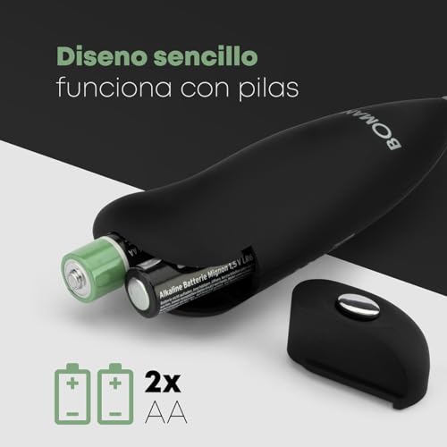 Miniatura 2 de Bomann MS 344 Espumador de Leche, Funciona con 2 Pilas AA, Acero Inoxidable, Negro
