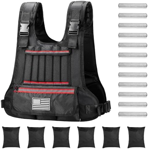 Weighted vest for men, 20lbs adjustable weighted vest with Reflective Strips, Comfortable Shoulder Pad Design, Workout Vest for Strength Training Running Walking
