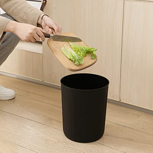 Jiatua Small Trash Can Plastic Wastebasket 1.5 Gallon Round Garbage Container Bin For Bathroom, Kitchen, Home Office, Dorm, Kids Room, Black #TOP2