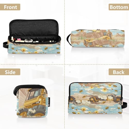 Bolsa de viaje para herramientas de cabello con tapete resistente al calor y organizador impermeable para planchas y rizadores, diseño de camión de construcción Bulldozer Desert miniatura 5