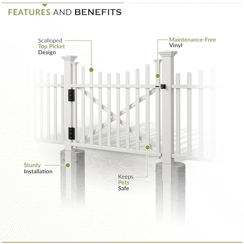 3.8ft H x 4.1ft W (1 Gate) Zippity Manchester Gate Kit, White Vinyl Picket Fence Gate Kit for Manchester Fence Panels, Gate for Backyard, Patio, Outdoor, & Garden Fence, ZP19019 - Thumbnail 5