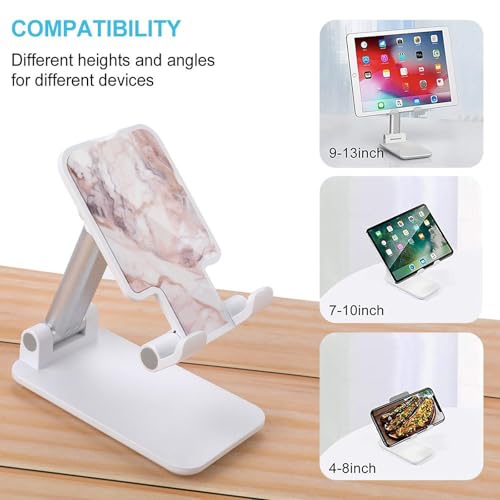 Support téléphone pliable réglable marbre blanc et base stable pour iPhone Android - 3