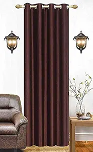 Radees Creations Thick Polyester Solid Ice Crush Curtains (Brown, 4 X 6 feet)