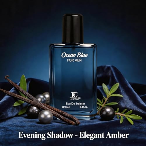 Image of AFLUXE Ocean Blue Eau de Parfum for Men, Fresh Aquatic Woody Cologne with Sea Water, Mint & Cedar Notes, Long Lasting Masculine Fragrance, 3.4 Fl Oz (100ml)