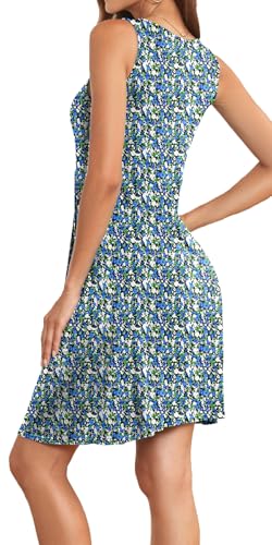 Image of Akihoo Women Summer Casual Sleeveless Midi Plain Pleated Tank Vest Dresses