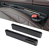 Movecup Car Seat Gap Filler Leather Car Seat Organizer Front Seats Car Adjustable Gap Filler for Phones, Glasses, Keys, Cards (Black(2 price))