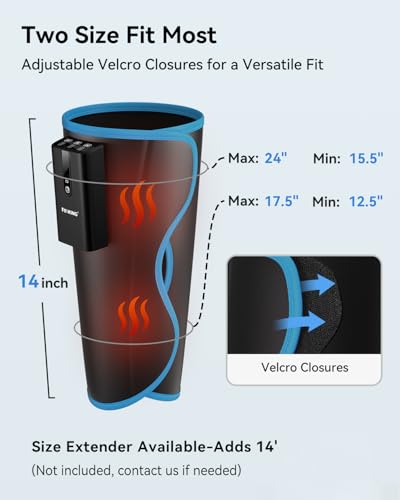 FIT KING Cordless Calf Massager with Heat & Compression – Rechargeable Leg Massager for Circulation, Edema, RLS & Pain Relief, 3 Heat Levels, 3 Modes & Intensities, Portable Gift for Mom, Dad, Athlete