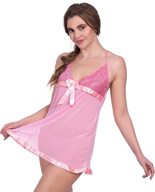 qoxolyz Babydoll Nightwear Lingerie with Panty Short Transparent Nighty for Women Bra Panty Set for Women Baby Doll Night Dress Babydoll Lingerie for Honeymoon Bikni-picture-12