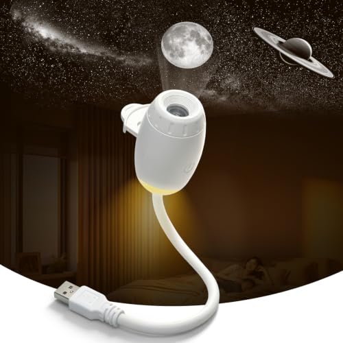 2 in 1 USB Galaxy Star Projector Light with 3 Projection Films Adjustable Focus Ambient Night Lights for Room/Car Roof 360 Adjustable Car Interior Atmosphere Projection Lamp