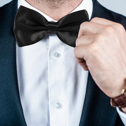 Set formal de fajín, pajarita y pañuelo negro para hombre miniatura 5