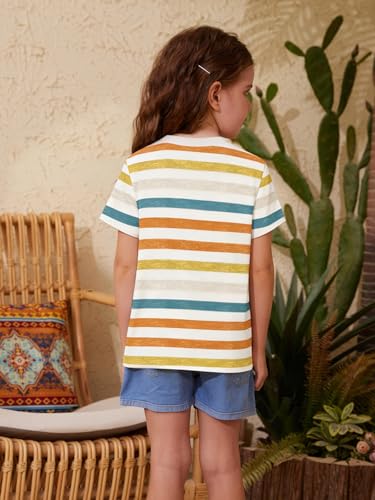 Image of ZDC Girls' Short Sleeve Shirts Kids Crewneck T-Shirts Summer Tops Basic Tees 5-14 Years