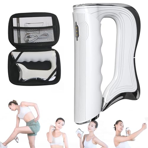 SUNBGRPYE Cuchillo EléCtrico para Fascia, Cuchillo De Fascia con Microcorriente EMS, 3 Niveles De Intensidad, para Cuello, Cintura, Piernas, Brazos, Manos, RelajacióN Muscular, Alivio del Dolor White