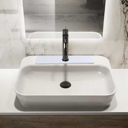 LVYKING Faucet Mat for Kitchen Sink, Quick Drying Diatomite Mat, Super Absorbent Sink Splash Guard, Stone Mat Around Faucet for Kitchen,Bathroom (White, 16 Inch)