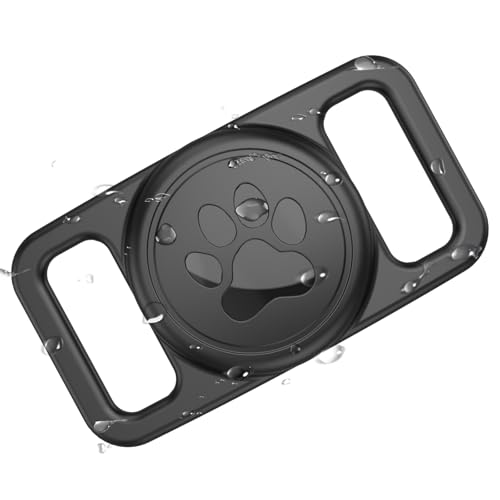 Air Tag Hundehalsband Halter, Wasserdichter Air Tag Hund, GPS Tracker Hund Hülle für Air Tag, Silikon Air Tag Halsband Hunde, Anti-Lost, Kompakte Größe, GPS Schutzhüllen Zubehör (Schwarz)