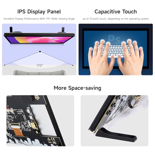 Image of KLAYERS LUCKFOX Touchscreen for Raspberry Pi,10.1inch HDMI 1024 x 600 Plug&Play Portable Monitor with Stand,10 Point Touch LCD Display with Dual-Track Speakers,Second Screen for Laptop PC