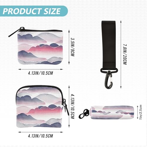 Japanese Stripe Clouds Women's Change Wallet Card Cases Slim Portable Business Card Case Money Organizer with Zipper Pocket for Lady 2 Packs4