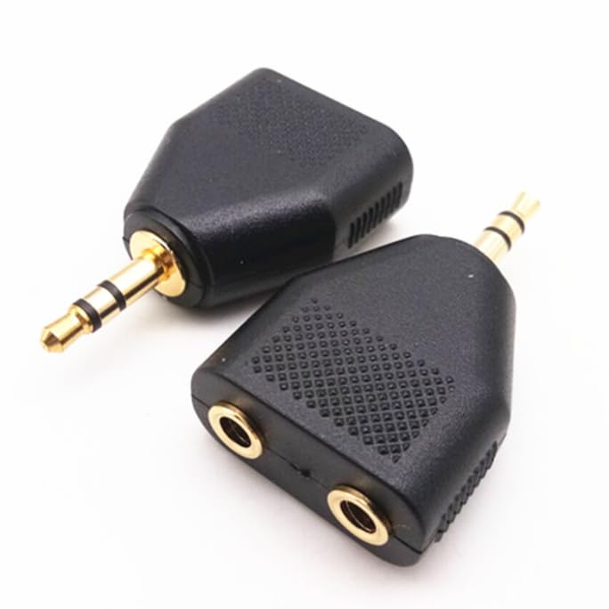 Pack of 2 Pieces Gold Plated 3.5mm Headphone Y Splitter, 1 Male to 2 Female Audio Jack Adapter for Smartphones, Laptop, PC & Audio Devices (2 Pack) 3.5mm Headphone Y Splitter-image-0