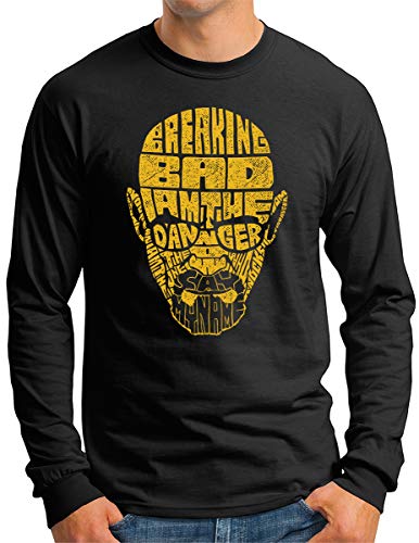 T-shirt noir manches longues Bad Heisenberg imprimé Breaking-Danger XL pour homme