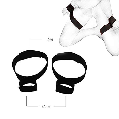 image for Edonsor Body Game Straps Toy Nylon Wrist Cuff Thigh Cuffs to Bind, Bla