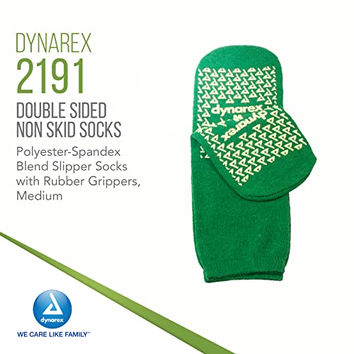 Dynarex Double Sided Non-Skid Socks - Non-Slip Hospital Slipper Socks with Grips, Unisex - Polyester-Spandex Blend - Warm, Fuzzy, No Latex - Medium, 48 Pairs per Case2