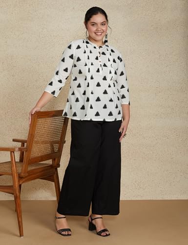 Image of Amazon Brand - Myx Women Cotton Relaxed Fit Palazzo (Available in Plus Sizes)