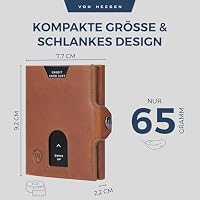 VON HEESEN Slim Wallet mit Münzfach & RFID Schutz - Geldbörse Herren klein - Mini Geldbeutel Damen Portmonee - Kartenetui Echtleder Karten Portemonnaie - Leder Kreditkartenetui Cognac (Waxy) – Ansicht 6