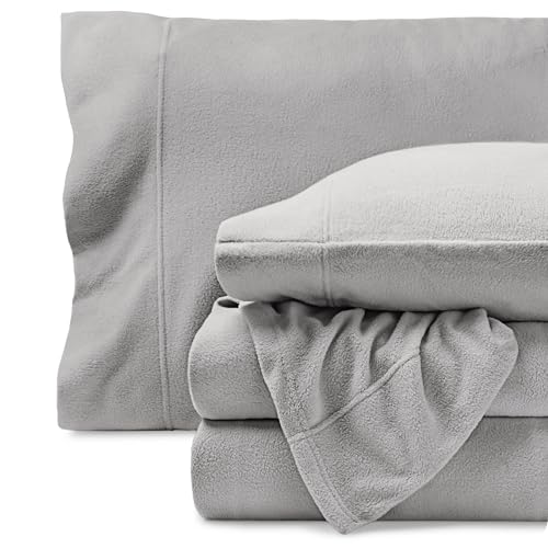 Image of Bare Home Super Soft Fleece Sheet Set (Full, Light Grey)