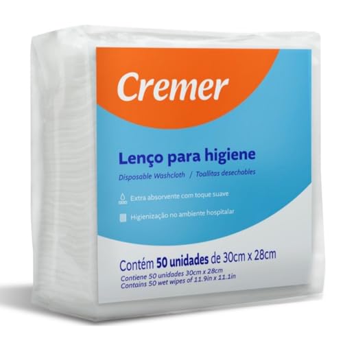 Lenço De Banho e Higiene Cremer Pacote Com 50 Unidades