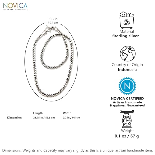 NOVICA Artisan Handmade Men's .925 Sterling Silver Chain Necklace Indonesia Balinese Traditional 'Sleek'4