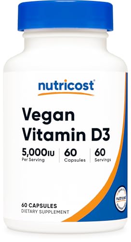 Nutricost Vegan Vitamin D3 (5 000 IU) 60 Capsules Gluten-Free GMO-Free