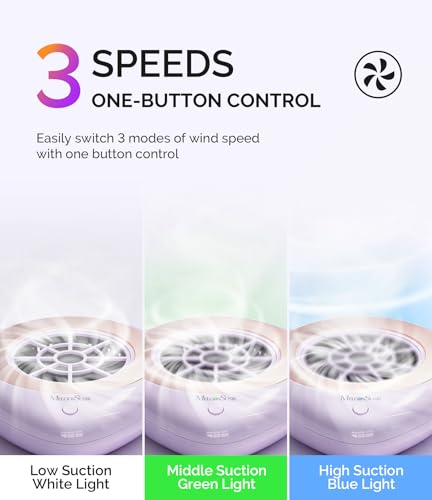 Image of MelodySusie Pocket-Sized Cordless Nail Dust Collector with Lightweight Design, PProR 6000RPM Mini Nail Vacuum Fan with 3 Suction Modes and 30 Disposable Filter Papers for DIY & Daily Nail Care,Purple