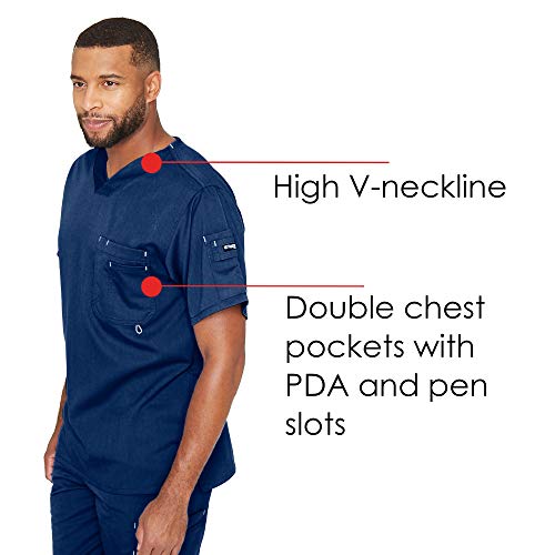 Grey's Anatomy Men's Modern Fit V-Neck Scrub Top, Indigo, Large - Thumbnail 5