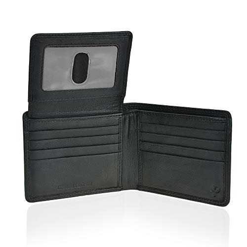 Pavia Leo Mens Soft Leather Bi-fold Wallet RFID (Black/Blue)2