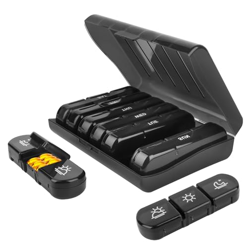 Pilulier Semainier Matin Midi Soir, Pilluliers Medicaments 7 Jours 3 Compartiments, Portable Semainier Medicament Pillulier de Capacite pour Poche ou Poche de Pantalon...