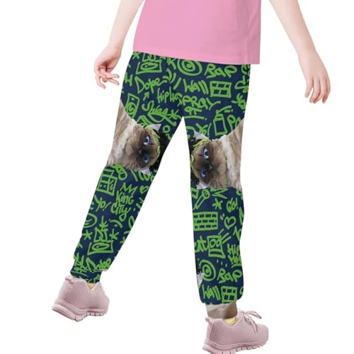 AmzPrint Cat Sweatpants for Boys Polka Dot Swiss Dot Baggy Navy High Waist Fall Cinch Bottoms Hiking Pants for Boys4