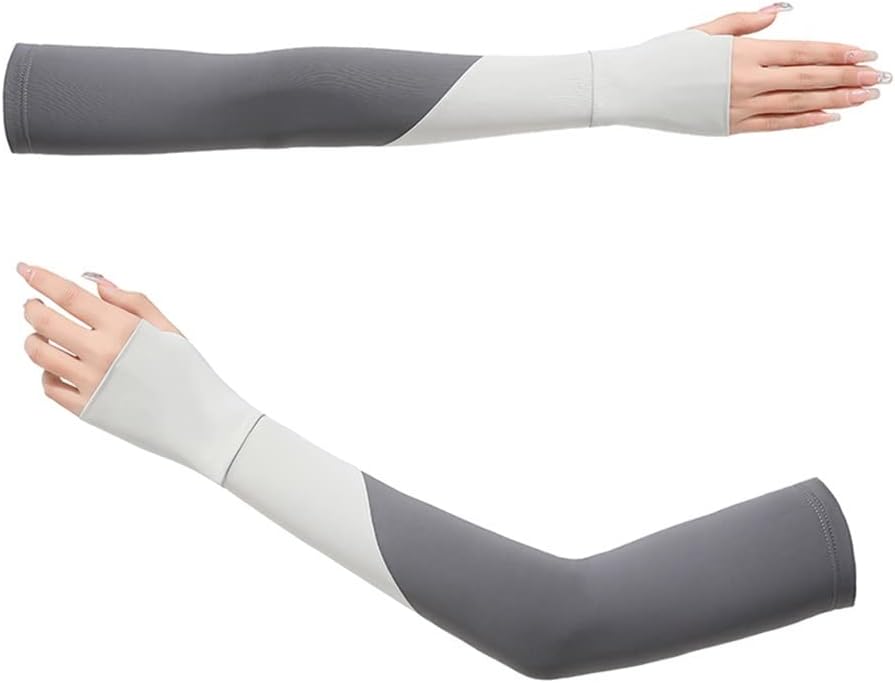 HBJWOV Ice Sleeve Ice Silk Sleeve Sleeve Men and Women Splicing Extended Outdoor Armguard Sleeve(D)