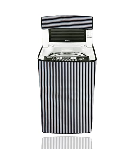 Image of Top Load Washing Machine Cover for LG 6 kg, 6.2 Kg, 6.5 Kg, 7 Kg (58 X 58 X 88 cm) | Waterproof & Dust-Proof Top Loading Fully Automatic Washing Machine Cover for LG, (Black & White Linner), Polyester