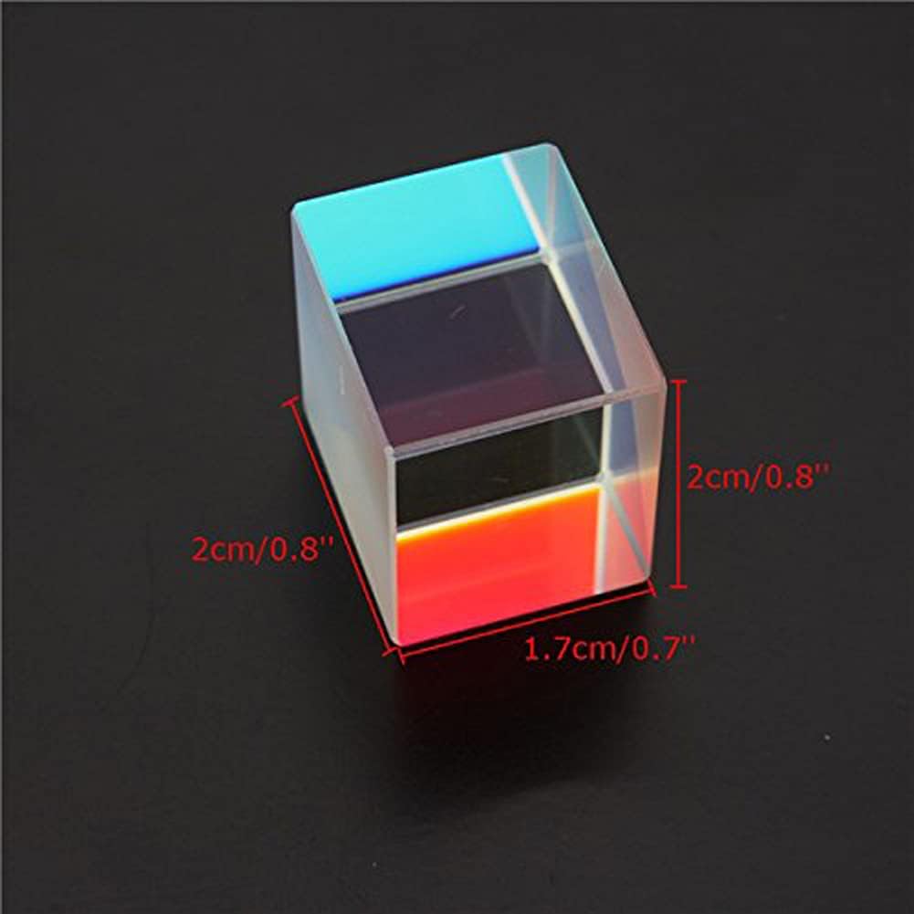 CynKen 1Pcs 2x2x1.7cm Optical Glass RGB Dispersion Prism X-Cube for Physics Teach Decoration Art