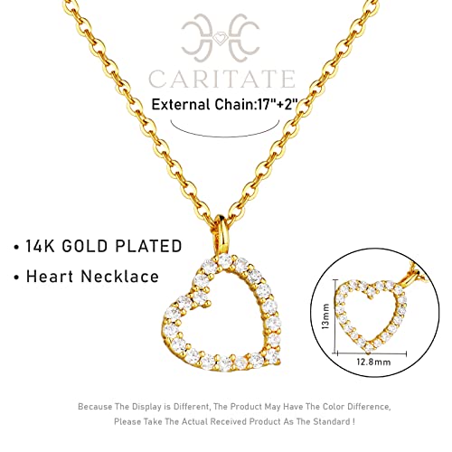 Caritate Gold Heart Necklaces For Women, Tiny 14K Gold Heart Pendant Choker Necklaces For Women, Cubic Zirconia Infinity Love Heart Chain Necklace, Dainty Gold Necklace Jewelry Gifts For Her #TOP3