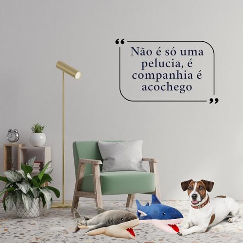 Brinquedo de Pelúcia para Cachorro, Tubarão Azul e Cinza, 30 x 13 x 25 cm, Macio, para Todas as Raça