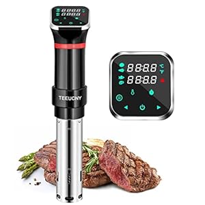 TEEUCNY Sous-vide, 1100 W, sous-vide stick, precisie-kookpan, onderdompeling, nauwkeurige temperatuurinstelling, digitale timer, ultra stil, lcd-touchscreen, roestvrij staal, sous-vide koker