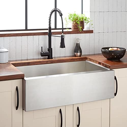 Signature Hardware 447795 Sitka 33" Farmhouse or Undermount Single Basin Stainless Steel Kitchen Sink