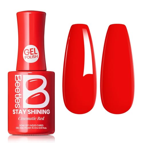 Image of Beetles Red Gel Polish - 15ML /0.51Fl Oz, Red Gel Nail Polish, Same Color Same Bottle STAY SHINING Series, Soak Off UV LED Lamp Spring Nails Art, Long-Lasting Manicure Salon DIY Home Nails