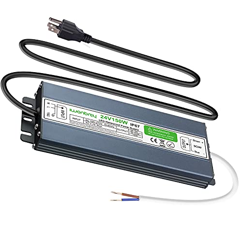 LED Driver 150 Watts Waterproof IP67 Ultra Thin 0.7in 24V DC Output Low Voltage Transformer Outdoor...