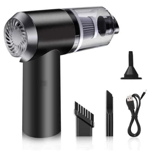 Image of 3-in-1 Portable Car Vacuum Cleaner with Blower, USB Rechargeable, Black, Wireless Handheld Mini Design, Strong Suction, Washable HEPA Filter for Car, Home, Travel
