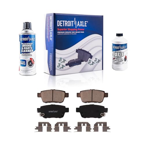 Image of Detroit Axle - Rear Ceramic Brake Pads with Hardware Set Replacement for 2009-2014 Honda Ridgeline Acura TL - 4pc Set